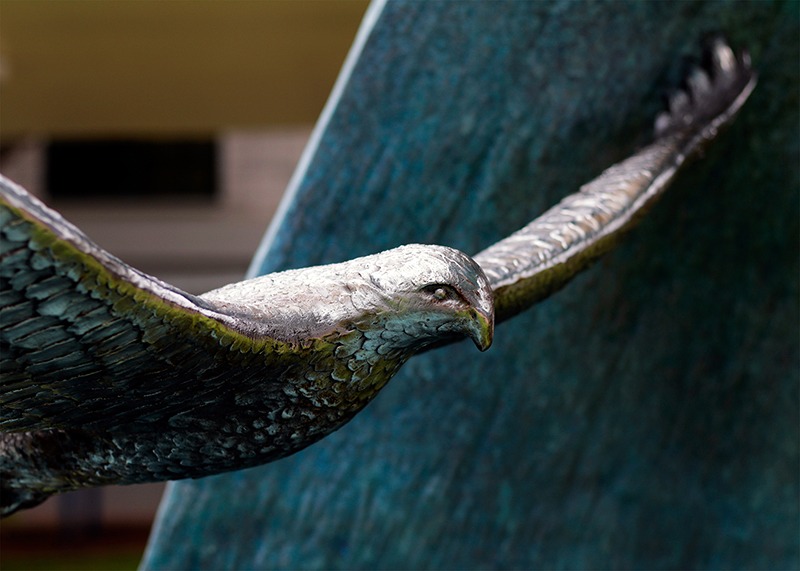 Closeup of the bird figure.