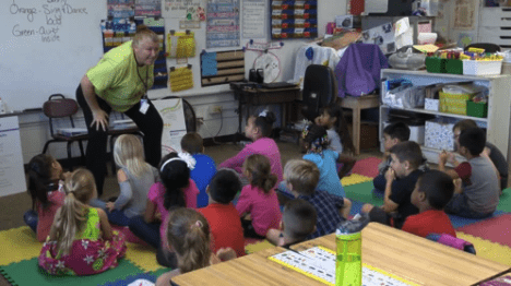 Classroom of kids with a teacher in front