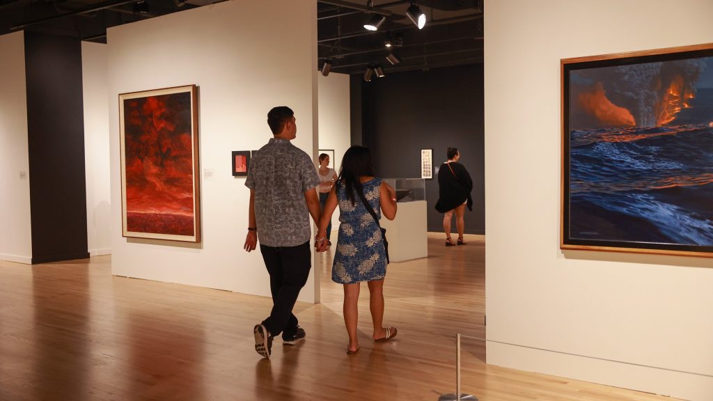 Museum visitors in gallery