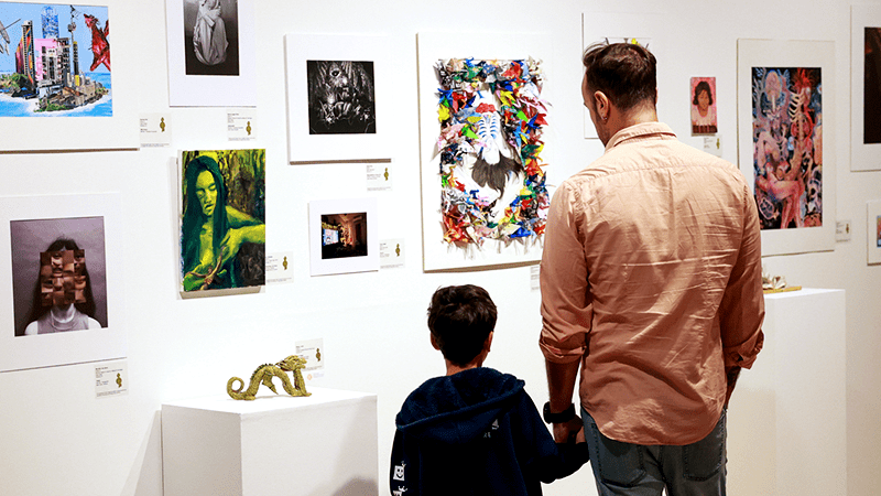 People in art gallery