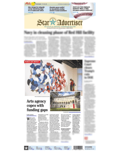 front page of newspaper with photo of people in a gallery and photo of No. 1 Capitol District building.